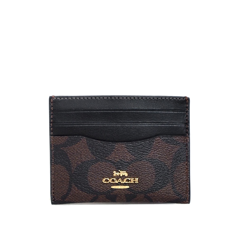 Coach Slim ID Card Case In Signature Canvas Dark Brown Shopee Malaysia