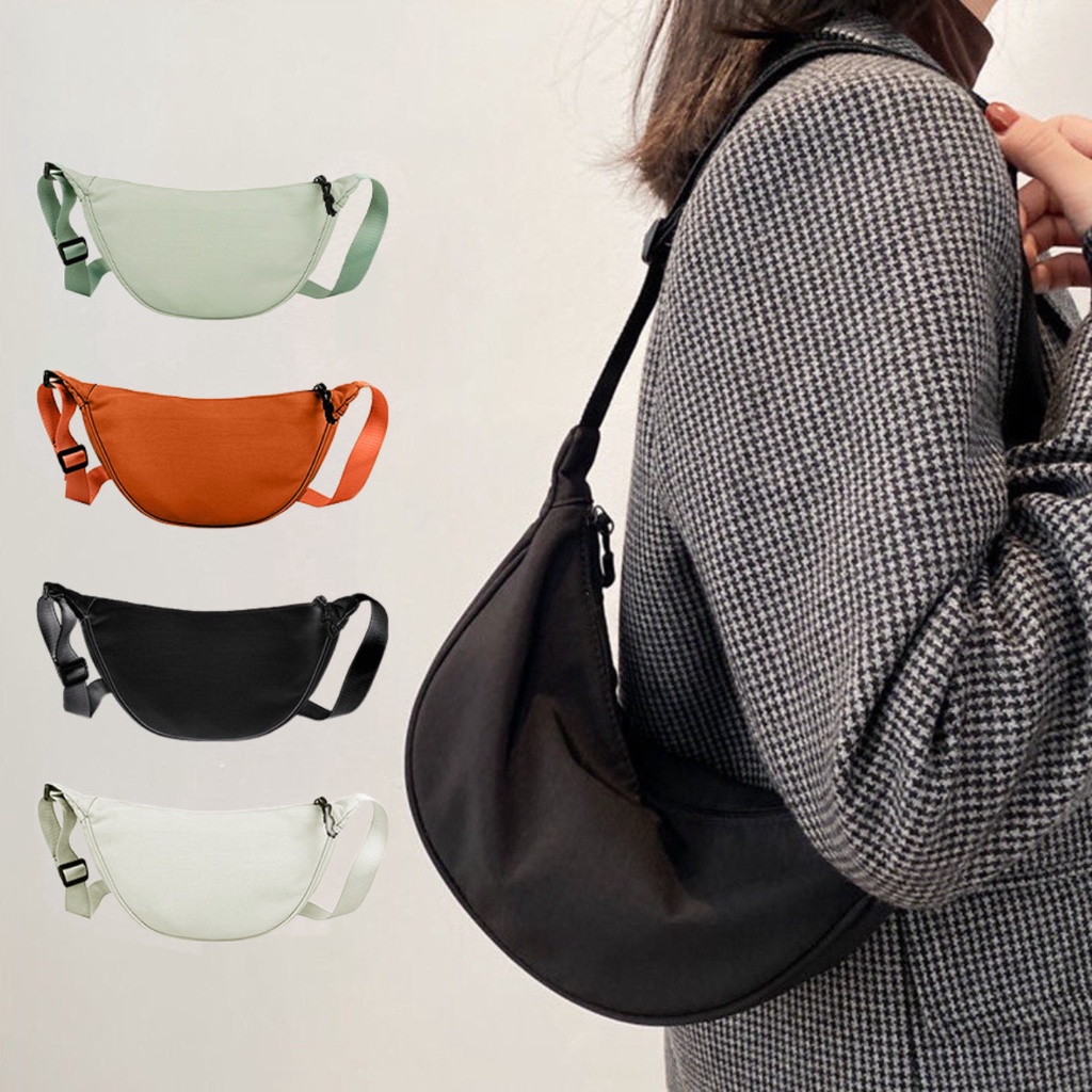 Women's Canvas Crossbody Bag - Casual Dumpling Shoulder Bag For Commuting & Travel - View #6