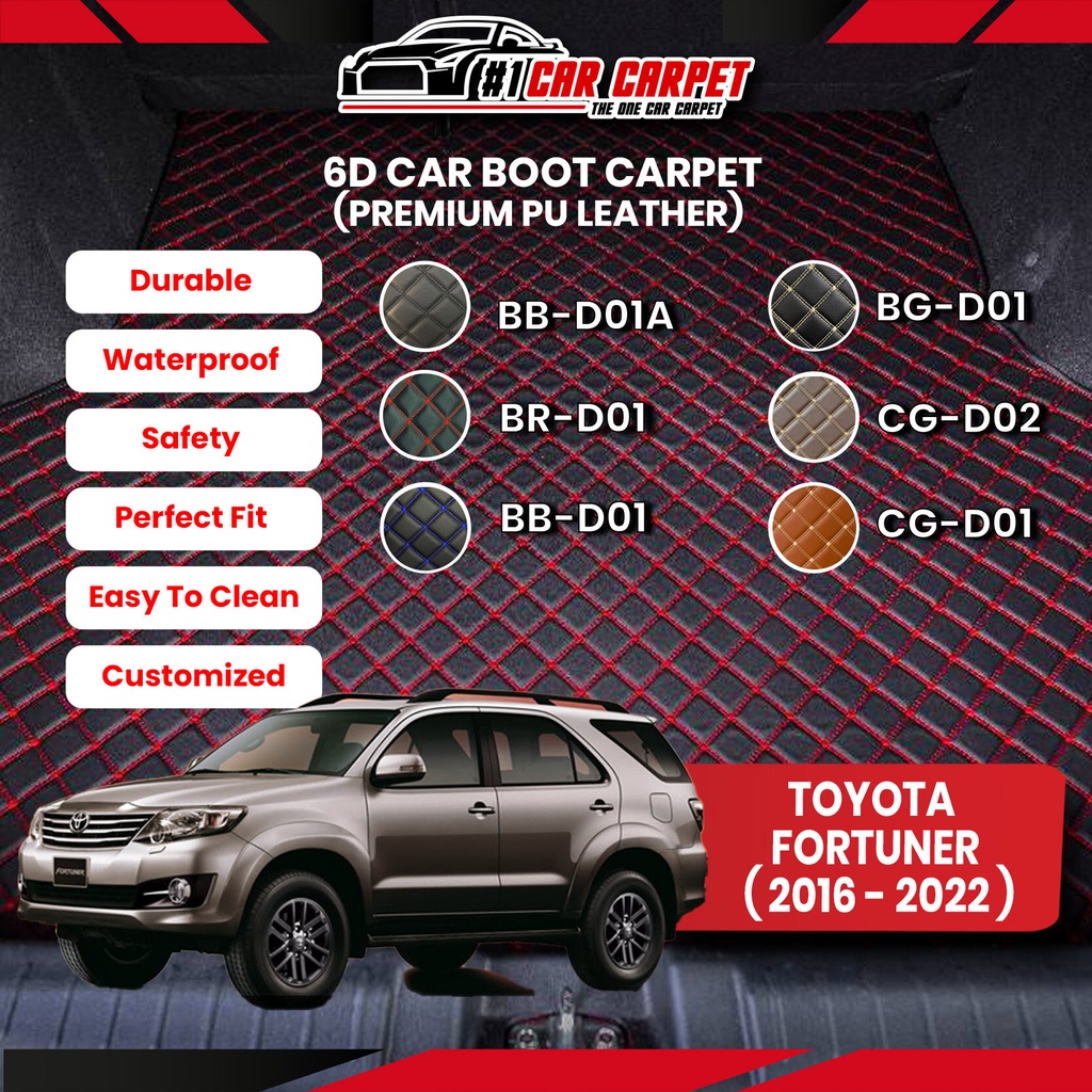 Toyota Fortuner ( 2016 - 2023 ) Vip 6D Car Boot Carpet PU Leather Boot ...