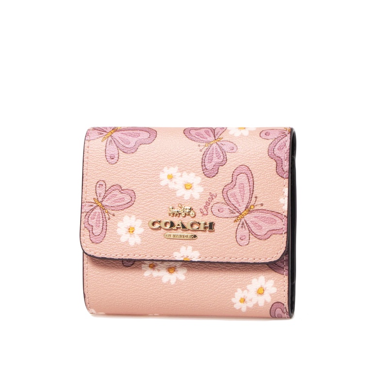 Coach Small Trifold Wallet With Lovely Butterfly Print - Shell Pink ...