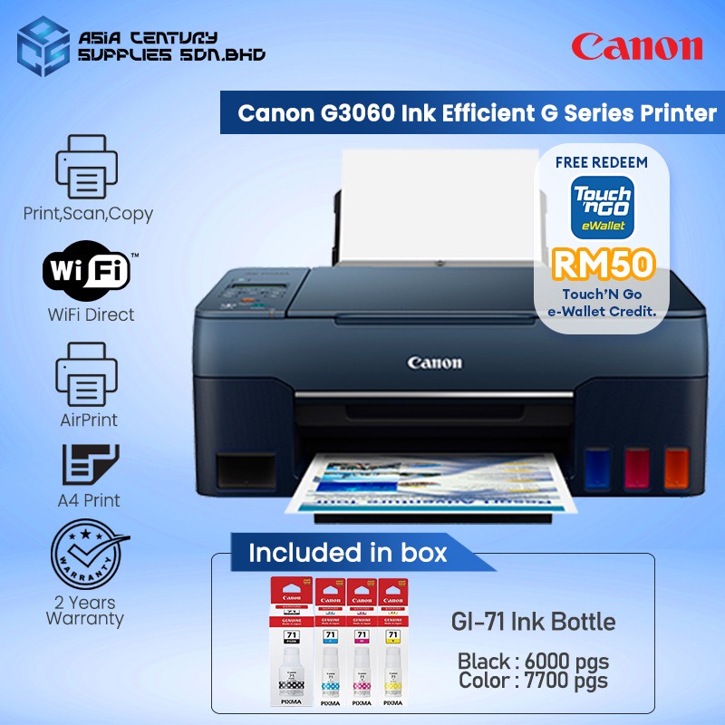 Canon Pixma G3060 All In One Wireless Printerprint Scan Copy Wifi Gi 71 Ink Canon Ink Tank