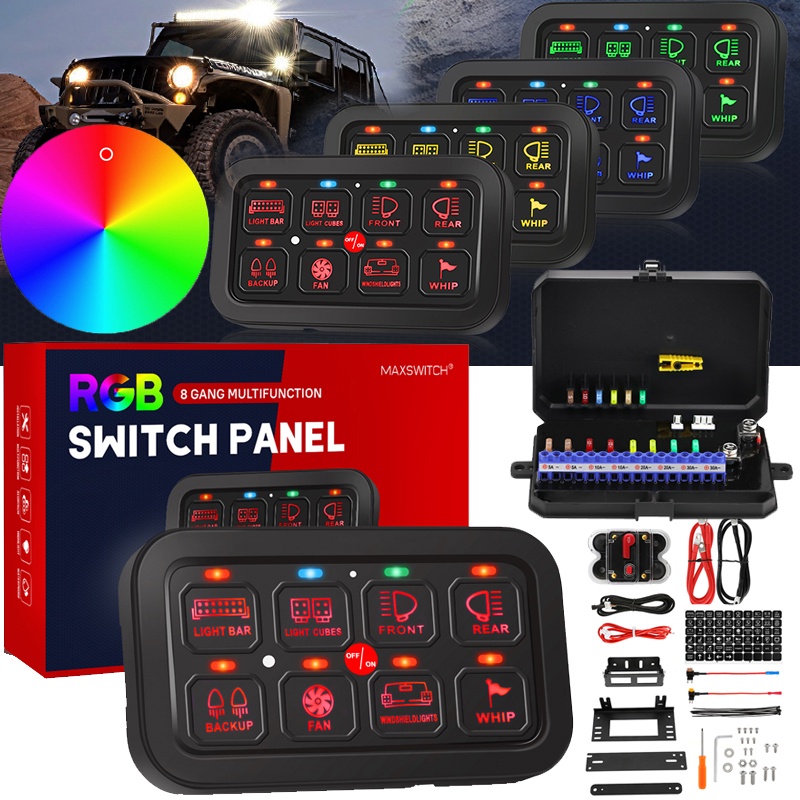 Universal RGB 8 Gang Switch Panel with 3 Functions Electronic Relay