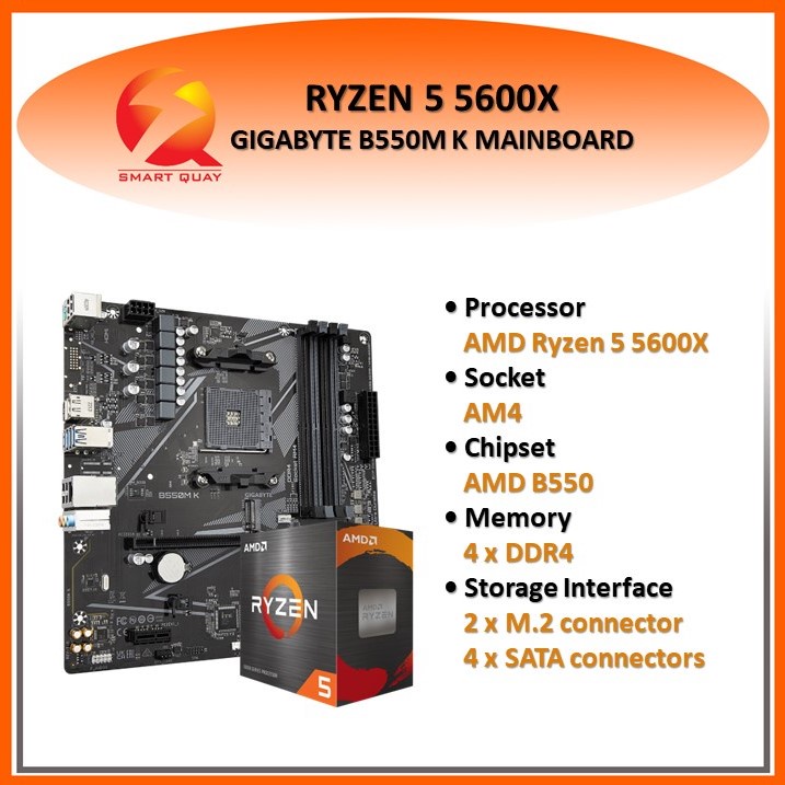 AMD RYZEN 5 5600X/ GIGABYTE B550M K MAINBOARD Shopee Malaysia