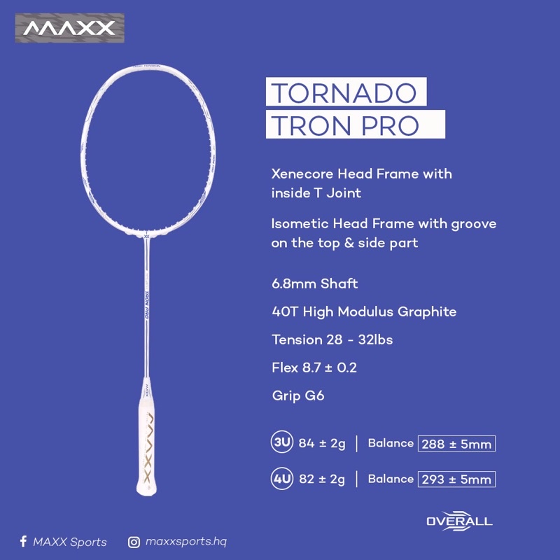Maxx Tornado Tron Pro Badminton Rackets (Free Single Zip Bag) | Shopee ...