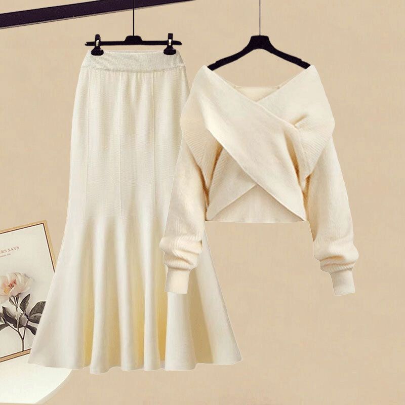 Plus Size Women's Suit Korean Style Fashion Slim-Fit Knitted Sweater ...