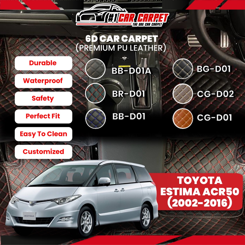 Toyota Estima Acr50 ( 2012 - 2015 ) Vip 6D Car Carpet PU Leather Car ...