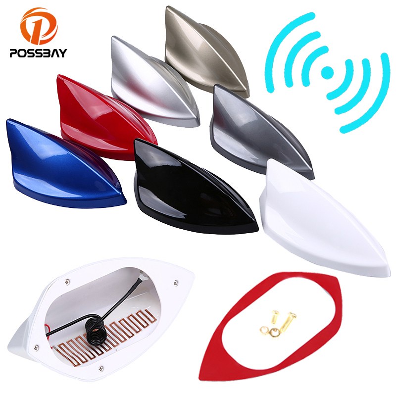 Possbay Car Roof Shark Fin Antenna Radio Am Fm Signal Aerial Cover For