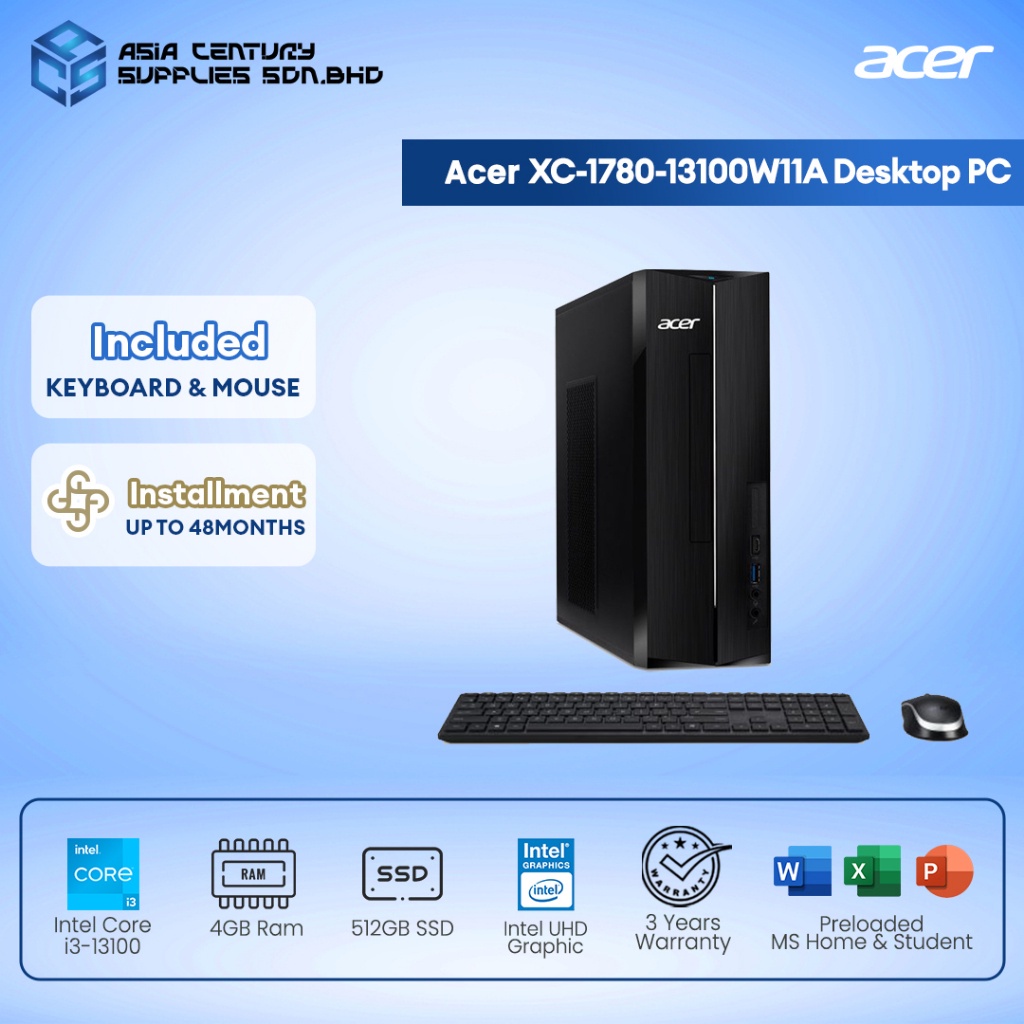 Acer Aspire Xc Series Consumer Desktop Pc Xc 1780 13100w11a Xc 1780