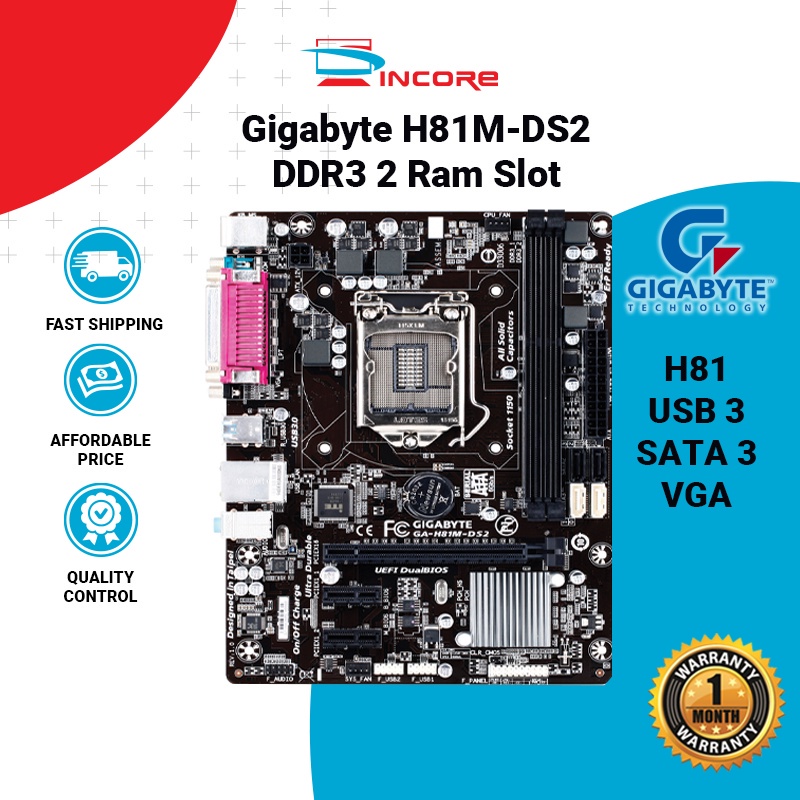Gigabyte H81 Mix Model Socket 1150 DDR3 IntelMotherboard Intel 4th Gen