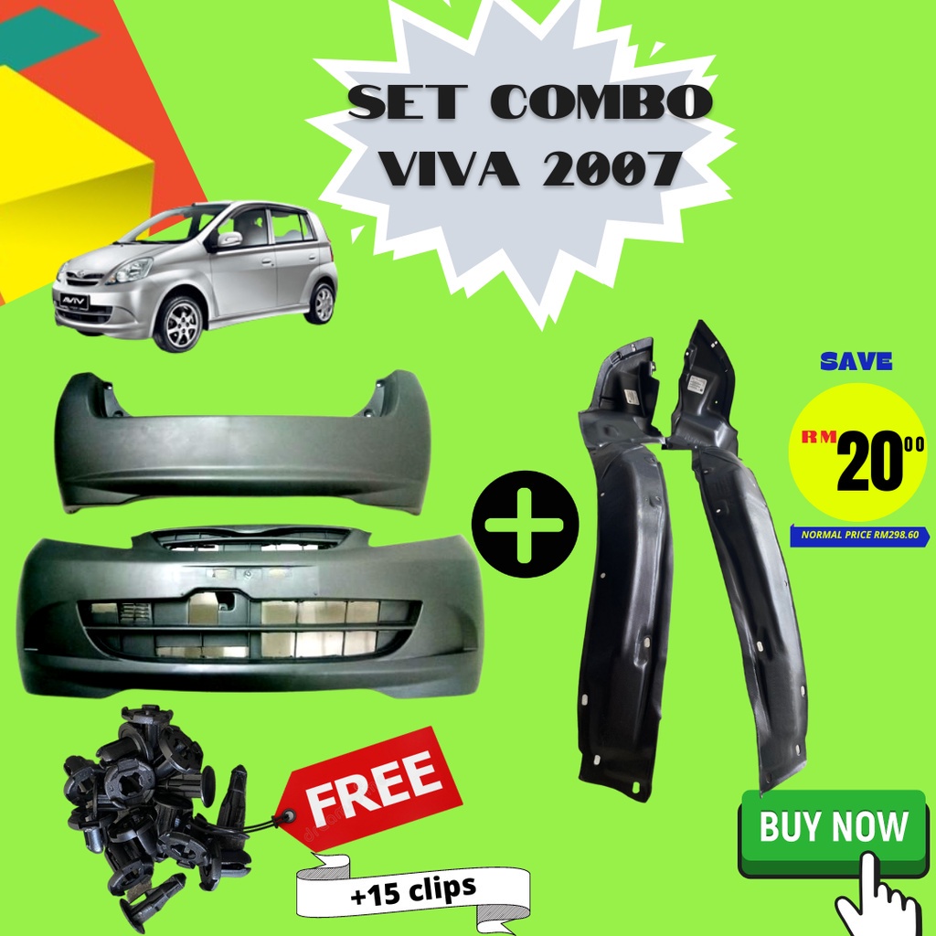 Fastlink Set Combo Bumper Viva 2007 Depan Belakang + Fender Cover