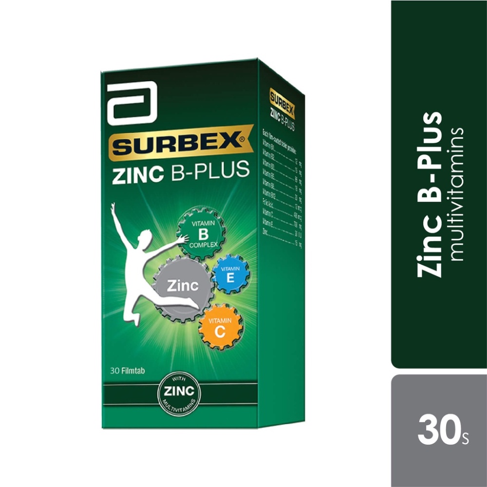 Abbott Surbex Zinc B-Plus Multivitamin Energy Boost (30's) | Shopee ...