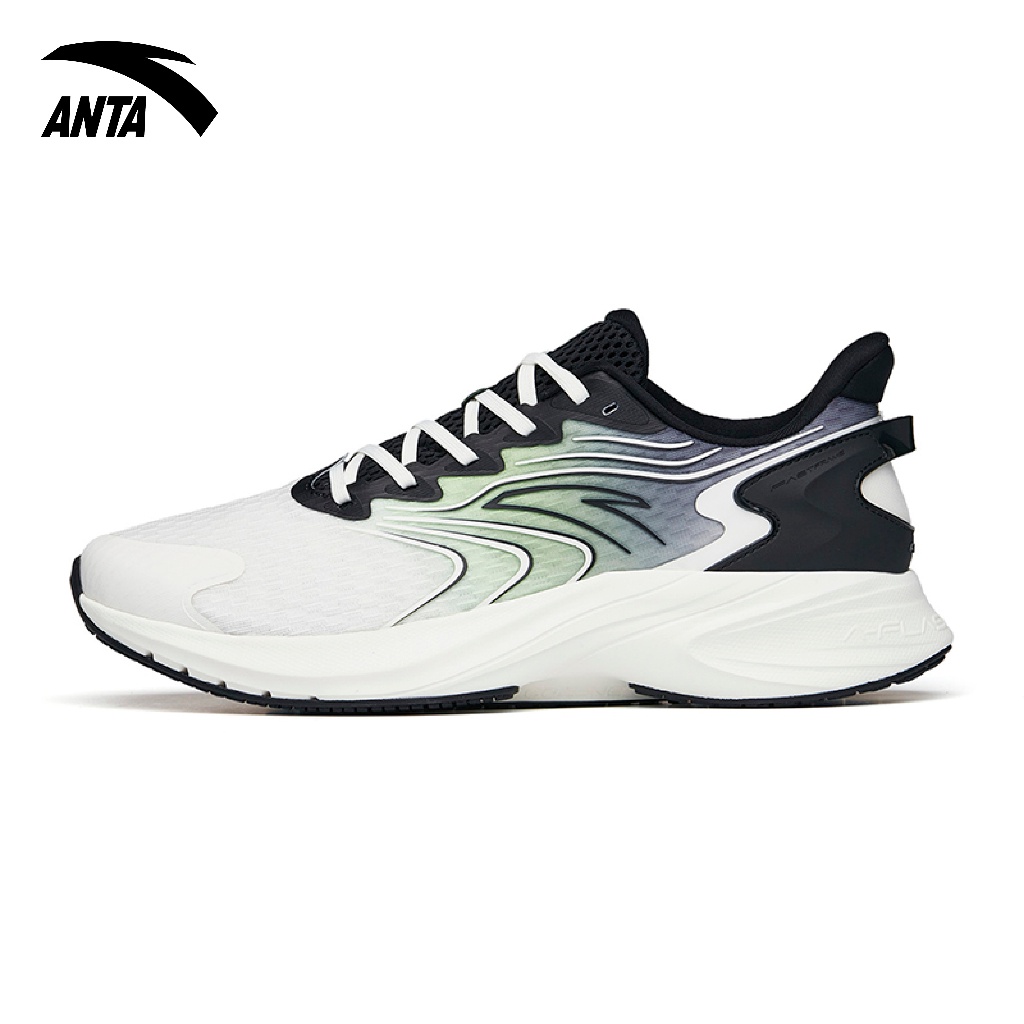 Anta Men A Flashfoam Antelope2 0 Running Shoes Ivory White Black Fluorescent Green Kasut Larian