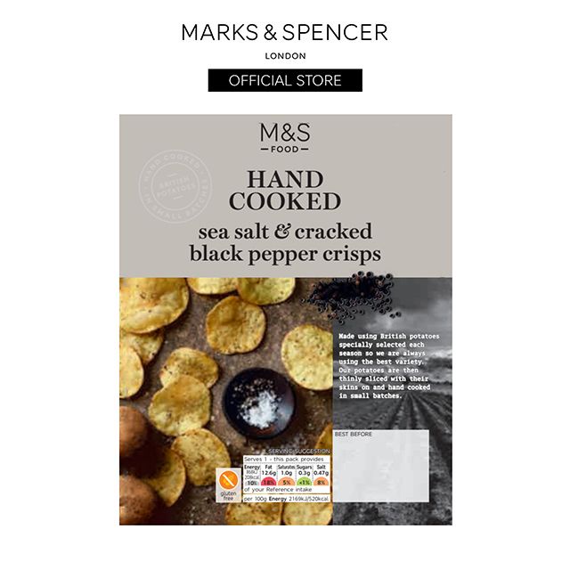 M&S Sea Salt & Cracked Black Pepper Hand Cooked Crisps 40g Shopee