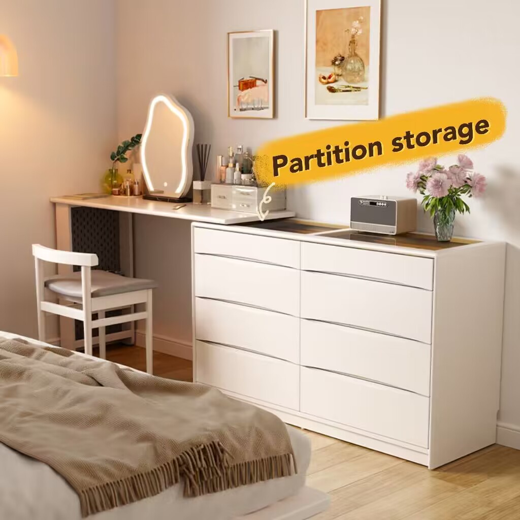 Vanity Table Dressing Table with LED Light Multifunctional Wood with