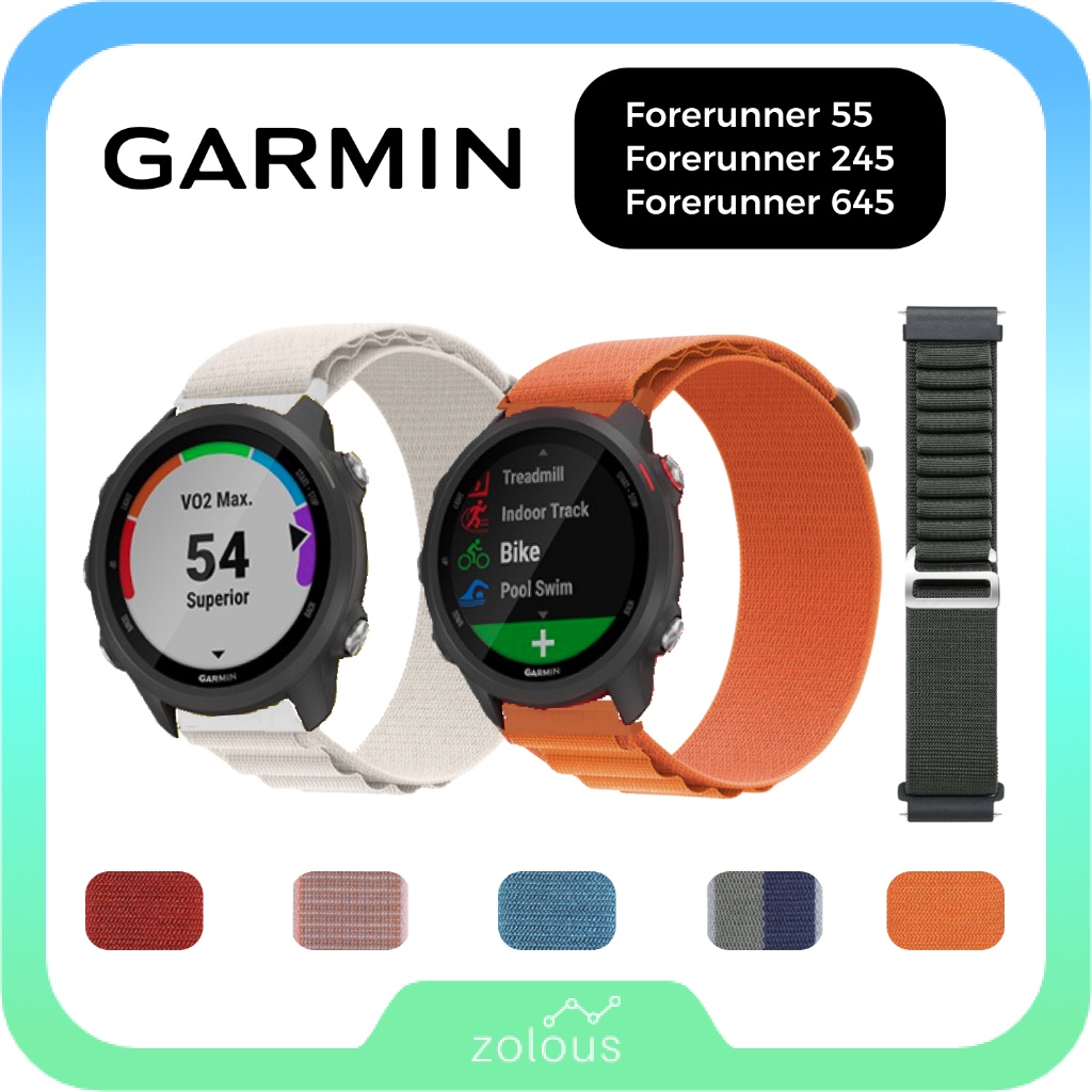 Garmin Forerunner 55 245 165 645 20mm Alpine Loop Nylon Braided Strap Wristband Watch Band Buckle Shopee Malaysia