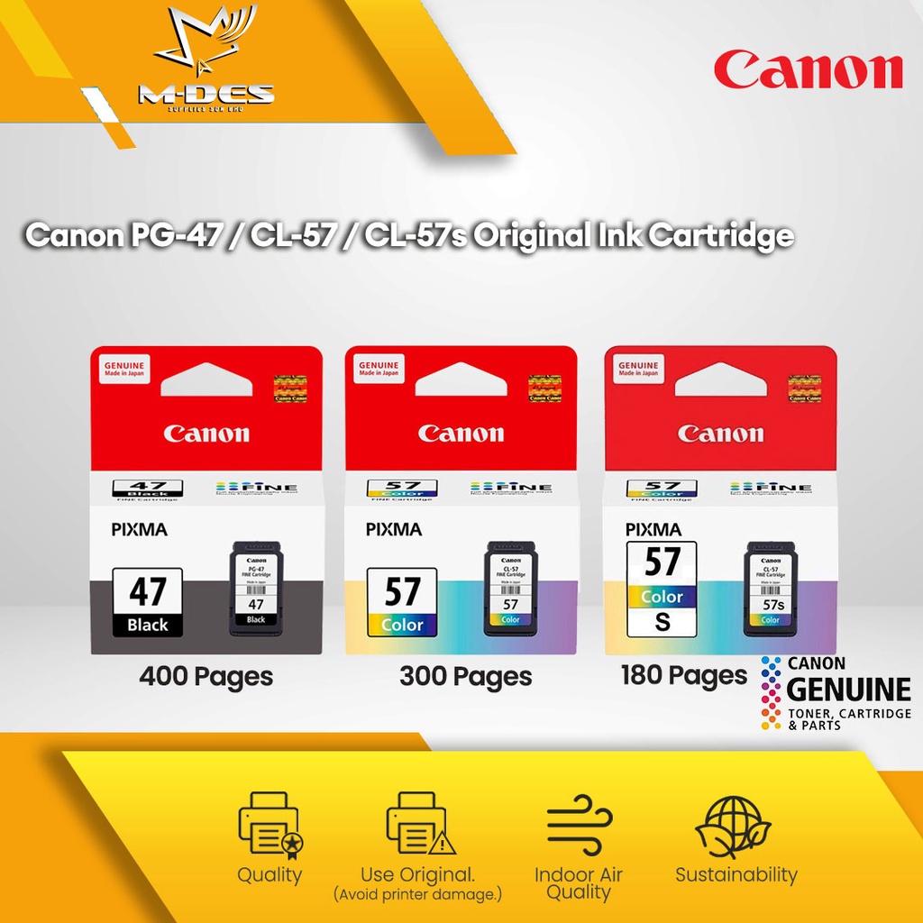 Canon PG-47 CL-57 CL-57s Original Ink Cartridge Canon E410 E470 E4270 ...