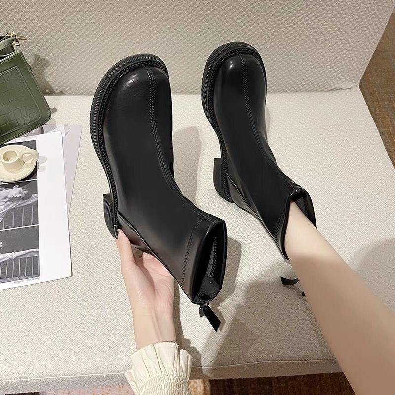 Offwhite Martin Boots Women's Short Boots MidHeel Stretch Boots Women