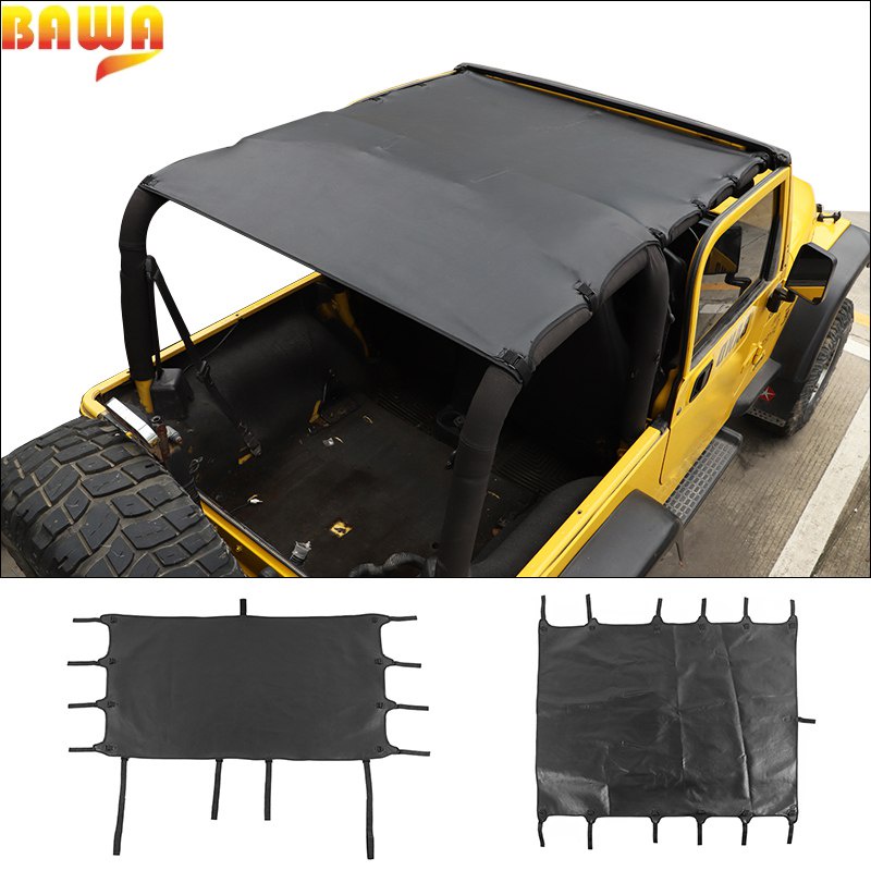 BAWA Car Leather Soft Roof Top Cover for Jeep Wrangler TJ 19972006 Car Anti UV Sun Shade Cover