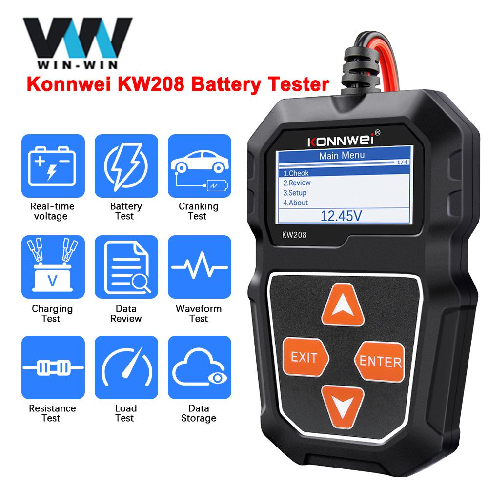 KONNWEI KW208 Car Battery Tester 12V 100 to 2000CCA Cranking Charging
