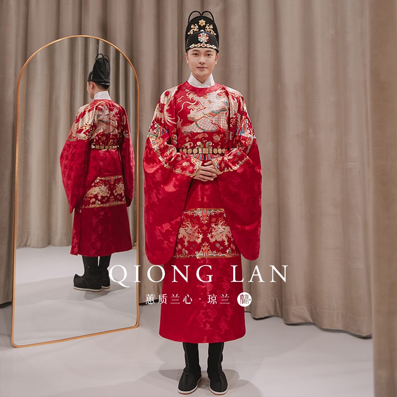 Qionglan Black Gauze Hat Wing Zenguanming Made Hanfu Top Chinese Groom ...