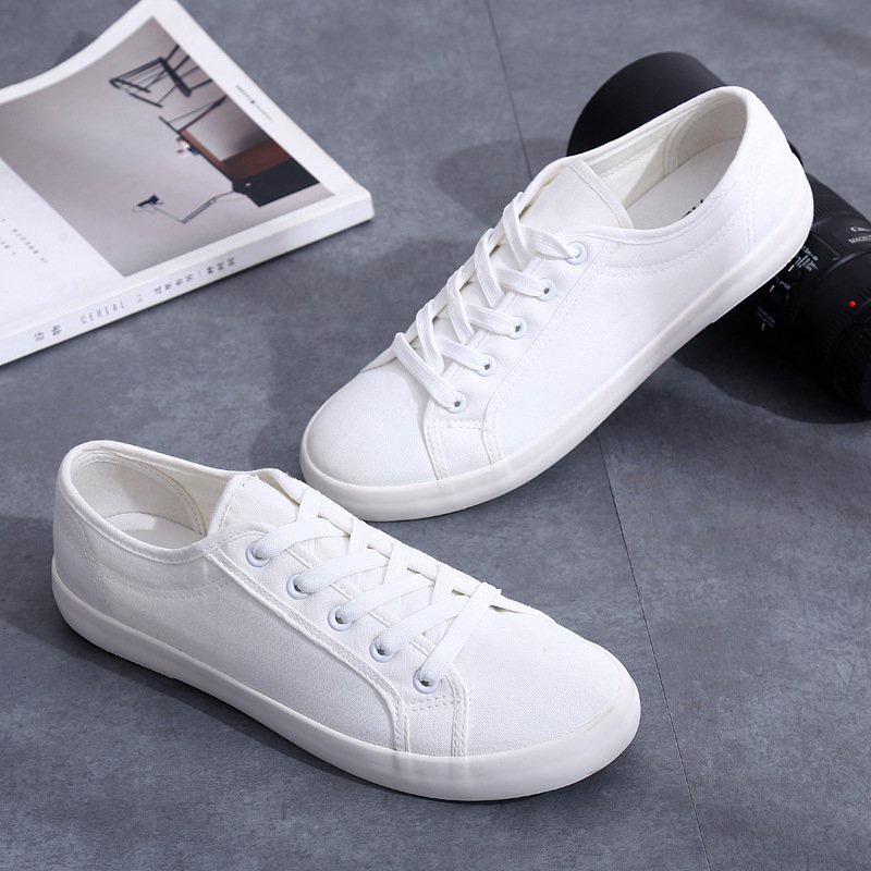 QM Yuanbu Pure White Canvas Shoes Men s and Women s Lovers Shoes Student Sneakers Autumn Leisure Board Shoes White Shoes Shopee Malaysia