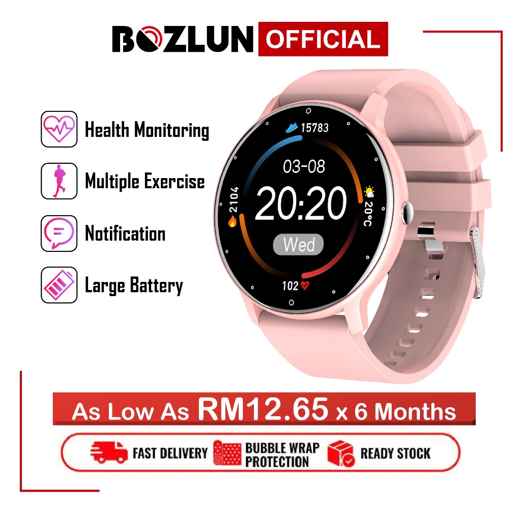 BOZLUN Smart Watch Waterproof Fitness Tracker Women jam tangan SpO2 Heart Rate Monitor Custom Wallpaper Shopee Malaysia