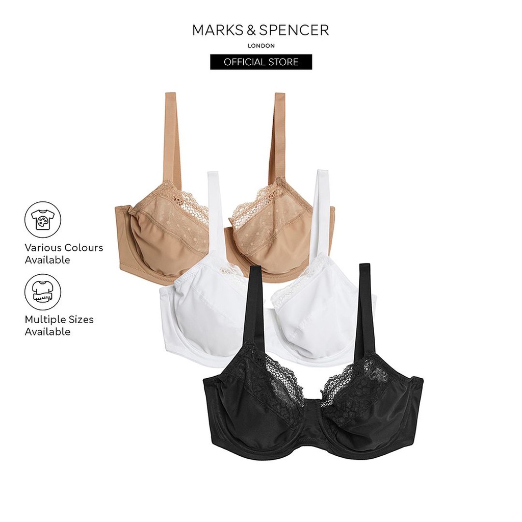 M&S 3pk Wired Full Cup Minimiser Bras CH T33/5810 Shopee Malaysia