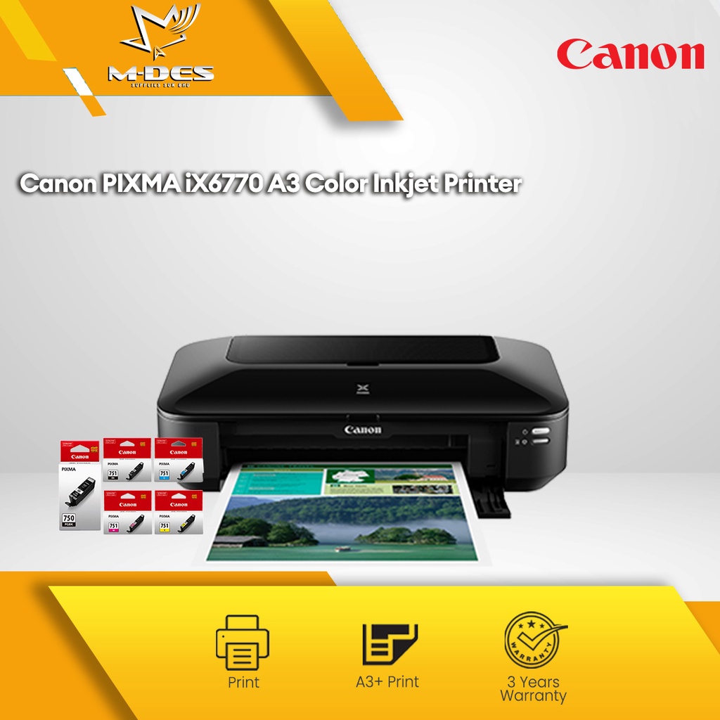 Canon Pixma Ix6770 Ix6870 Single Function A3 Colour Inkjet Printer A3 Print Canon Pgi 750 6754