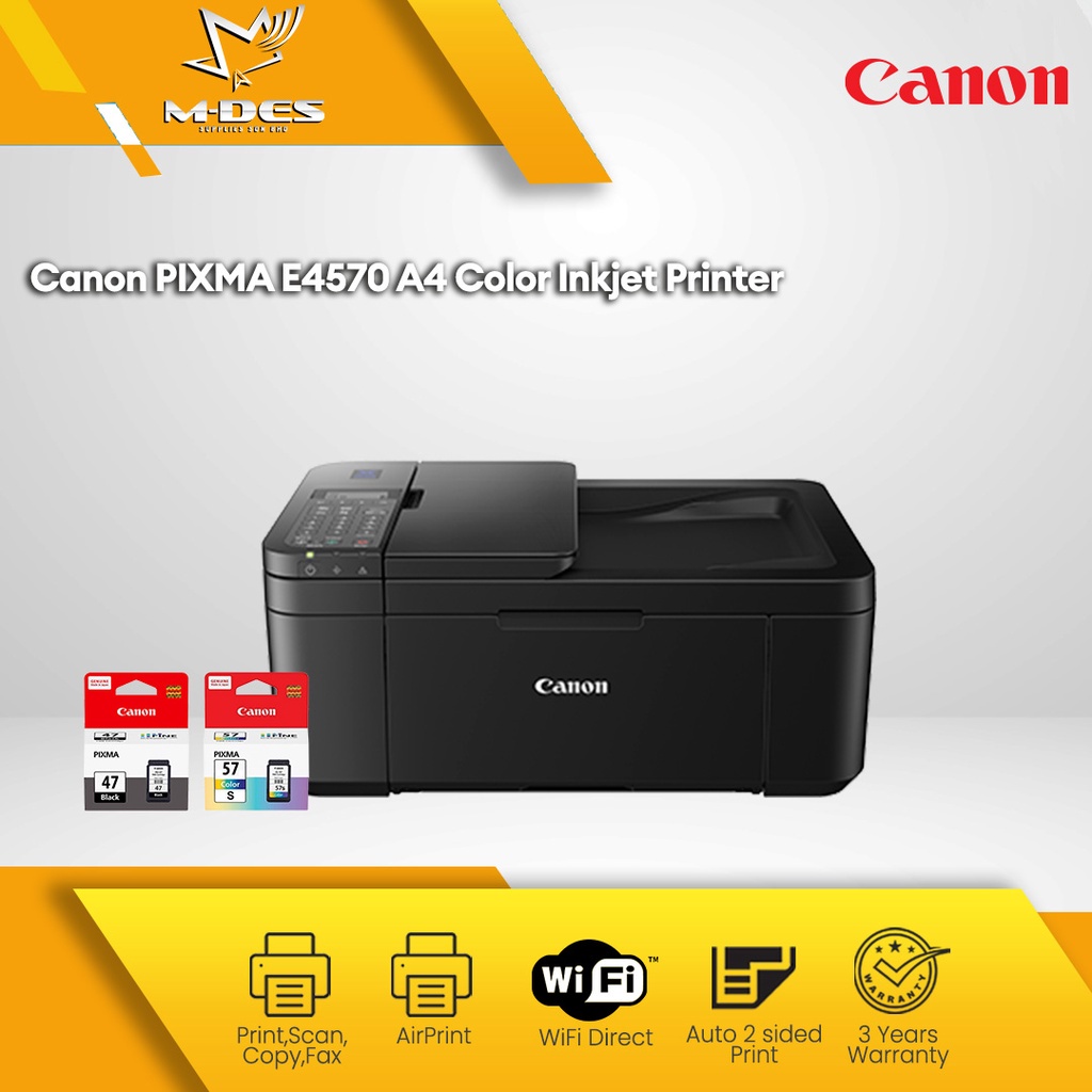 Canon Pixma E4570 All In One Wireless A4 Color Inkjet Printer Print Scan Copy Fax Wifi Pg 47 2022