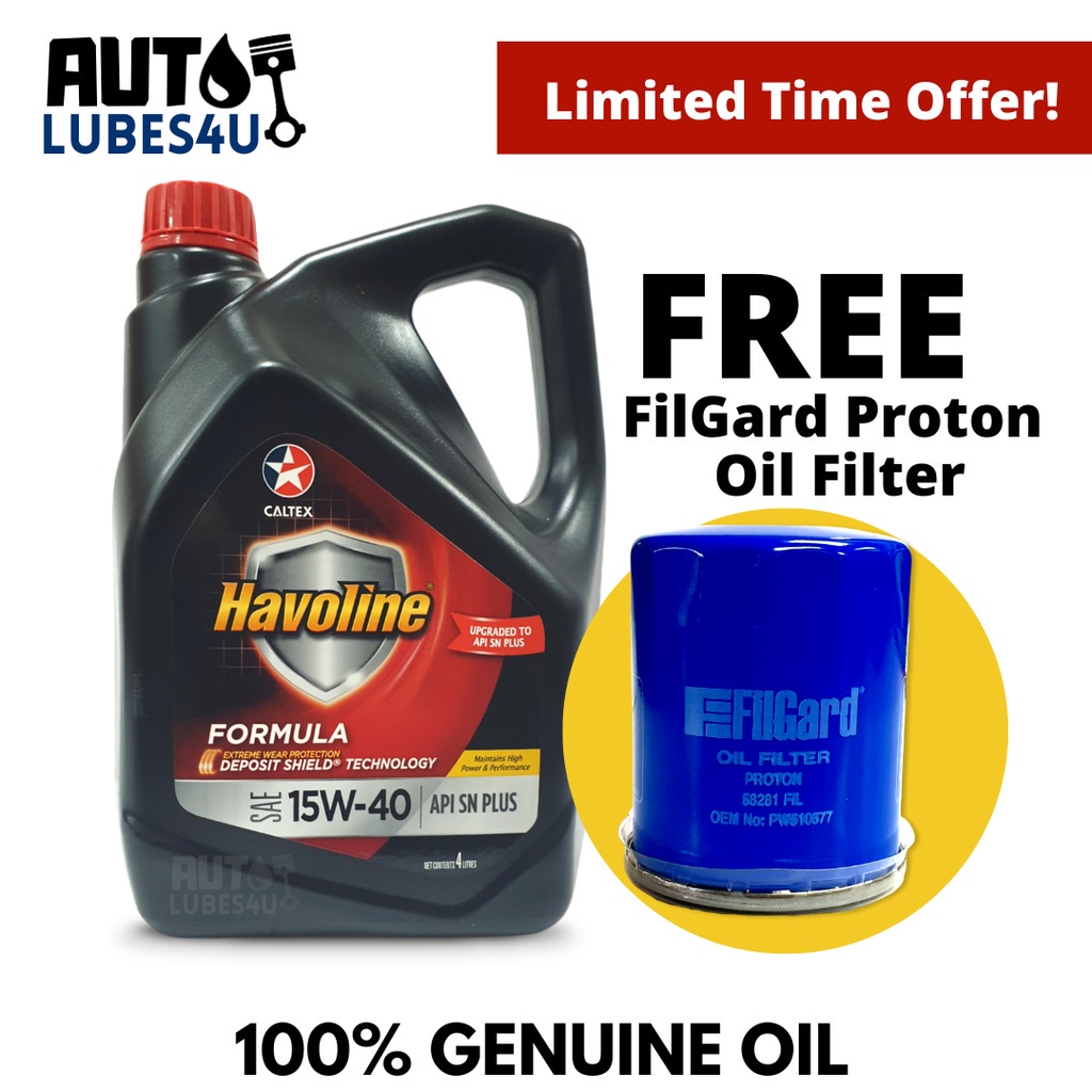 Caltex Havoline Mineral Oil 15W40 4L (FOC FilGard Proton 58281 Oil