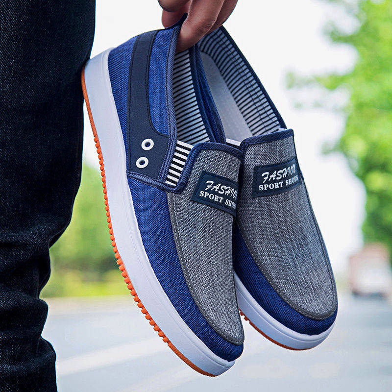 Ready Stock kasut sukan lelaki kasut lelaki sneakers casual Kasut Kain Beijing Lama Kasut Lelaki Kasut Kanvas Denim Lapang Kasut Tapak Rata Bawah Tendon Daging Lembu Kasut Rendah Tahan Slip Kasut Kasu...