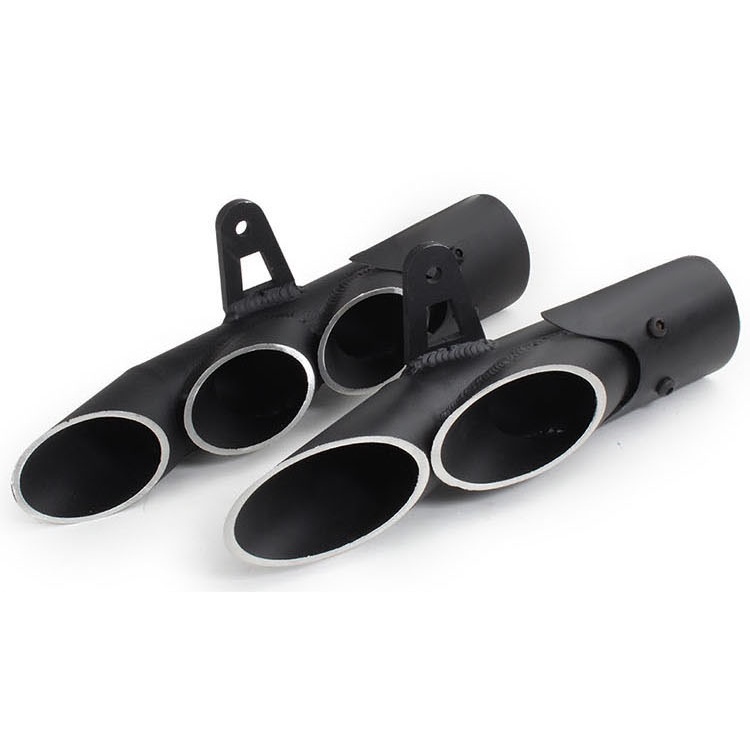 thumbnail interactive-video image 1 of Dual Outlet Exhaust Muffler Tail Pipe For Yamaha YZF-R6 (38-51mm) - Black Aluminum Alloy With 2-Year Warranty 1 of 6