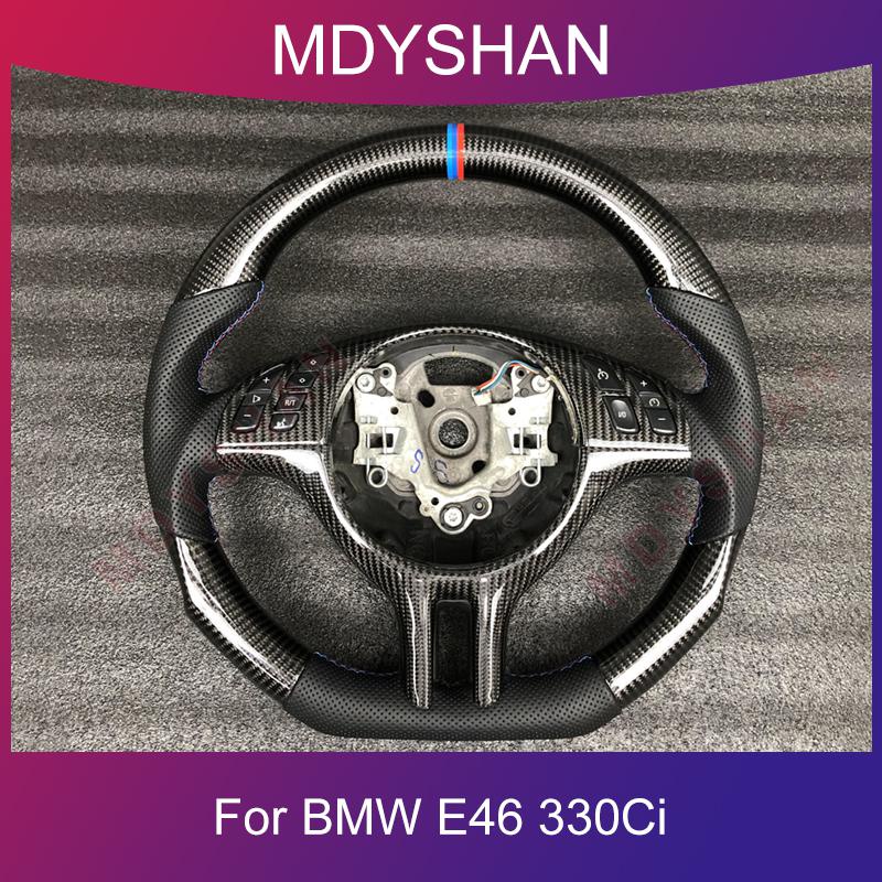 Glossy Carbon Fiber Steering Wheel for BMW E46 330Ci Custom Style Black ...