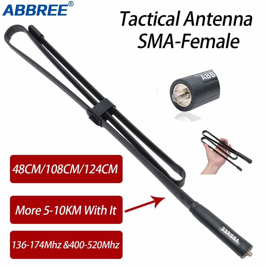 Qmabbree Cs Tactical Antenna Sma Female Dual Band Vhf Uhf 144 430mhz Foldable For Walkie Talkie