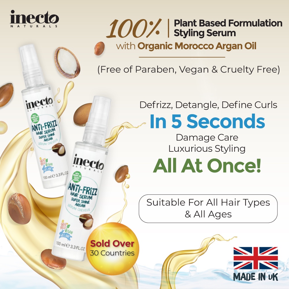 Inecto Organic Argan Oil Hair Serum 100ml Smooth Hair instantly