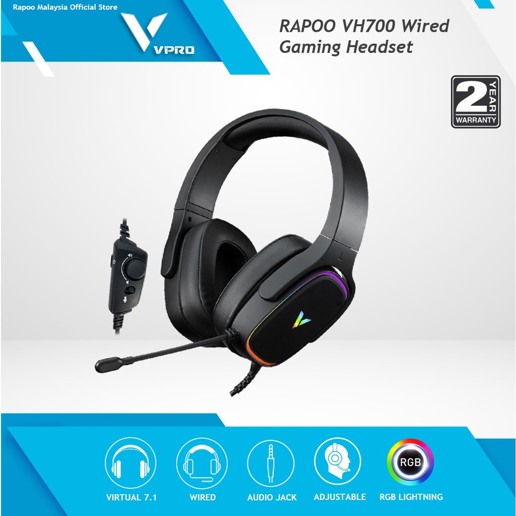 Rapoo VH700 Vpro Virtual 7.1 Channel Gaming Headset Headphone LED ...