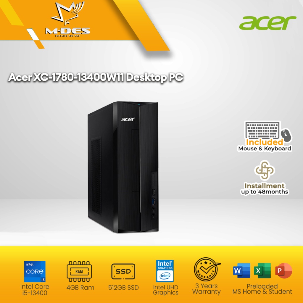 Acer Aspire Xc Series Consumer Desktop Pc Xc 1780 13100w11a Xc 1780