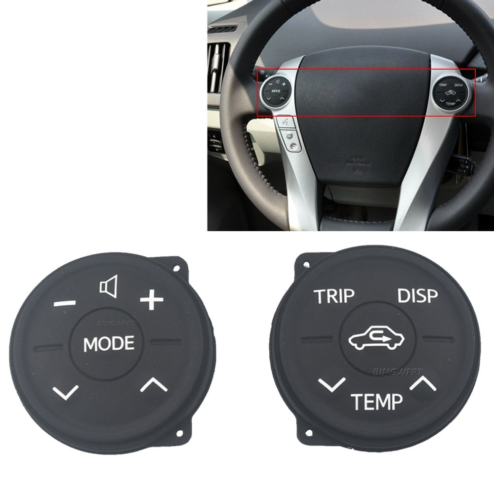 2X Steering Wheel Switch Control Panel Rubber For Toyota Prius 30 XW30