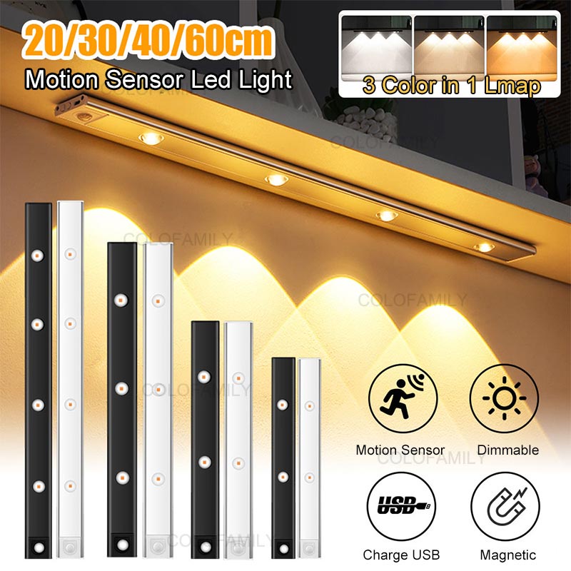 Cat Eye LED Light Strip 3 Color Dimmable Motion Sensor Wireless Night