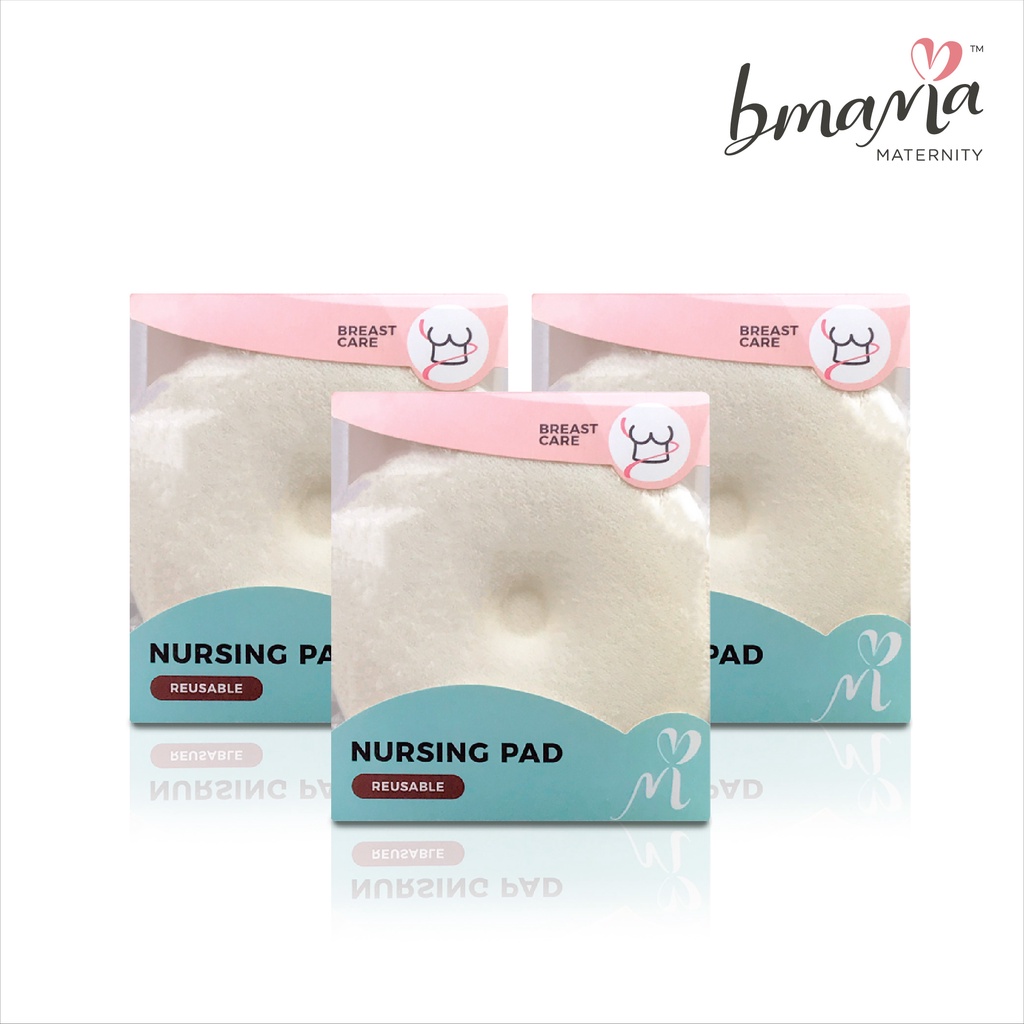 12 Pieces) Bmama 100% Cotton Reusable Nursing Pad 100mm Diameter, Fit well  for small & large chested mothers.