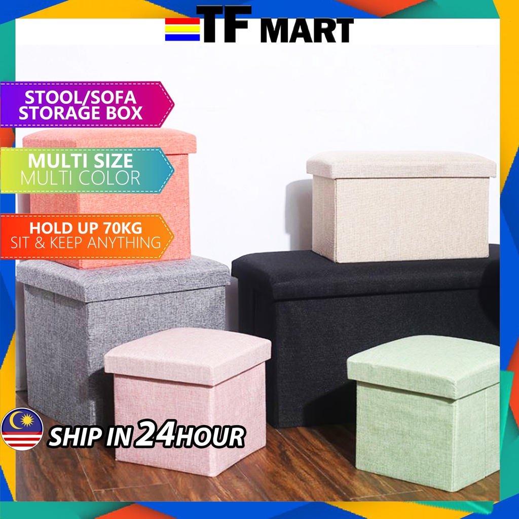 TFMART Storage Stool Box Storage Organizer Box Sofa Box Ottoman Fabric