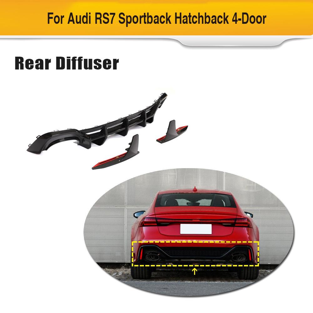 Carbon Fiber Rear Bumper Diffuser Lip Spoiler For Audi RS7 2020 2021 ...