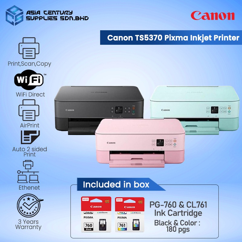 Canon Pixma TS5370 All In One A4 Photo Printer/ Auto Duplex Print Scan ...