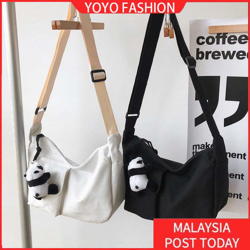 Ready Stock Unisex Crossbody Bag Korean Women Shoulder Bag Canvas Bag Hand Bag Large Capacity