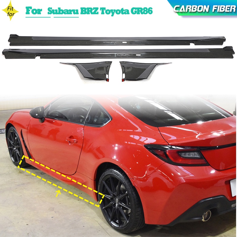 Carbon Fiber Car Side Skirts Extensions Kit For Subaru BRZ Toyota GR86