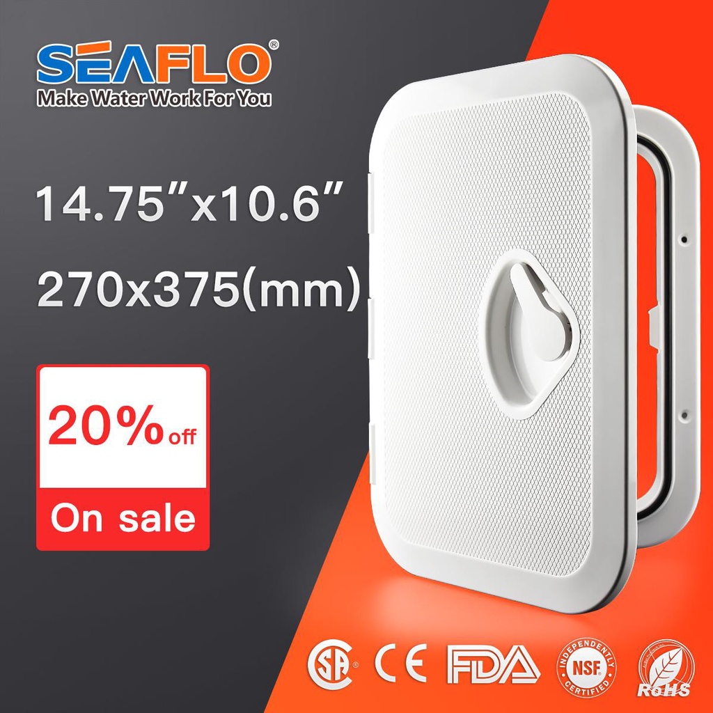 SEAFLO Marine Deck Access Hatch - 24" X 14" White ABS Low Profile Hatch With 180° Lid