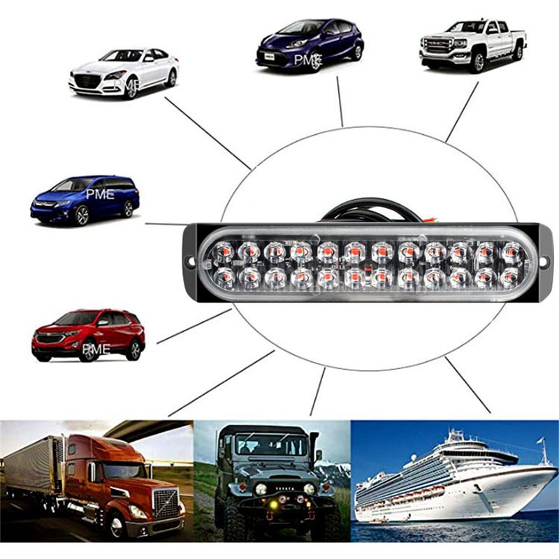 24 LED Car Strobe Warning Light Grill Flashing Breakdown Emergency