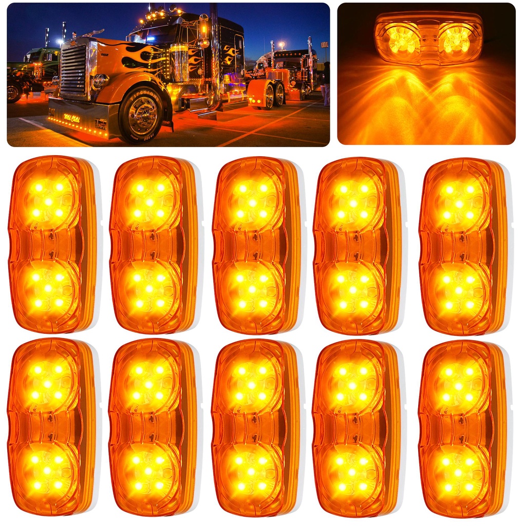 Trailer LED Clearance Lights Double Bullseye 12 LED Side Marker Light