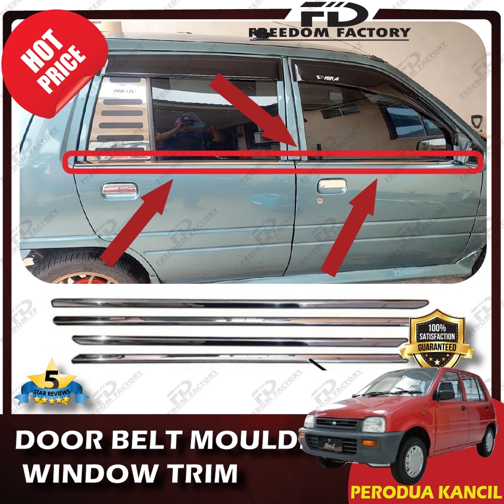 (4 Pieces/Set)PERODUA KANCIL 660 KANCIL 850 CHROME Door Belt Moulding
