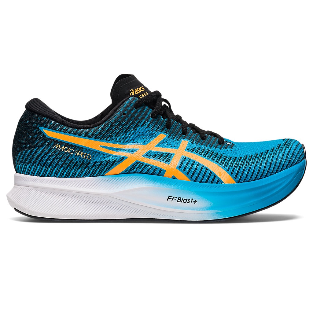 ASICS Magic Speed 2 (2E Wide) Men Running Shoes In Island Blue/Orange Pop